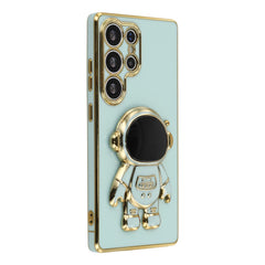 For Samsung Galaxy S25 Ultra Case Electroplating Soft TPU Phone Cover with Astronaut Hidden Kickstand