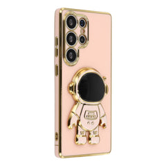 For Samsung Galaxy S25 Ultra Case Electroplating Soft TPU Phone Cover with Astronaut Hidden Kickstand