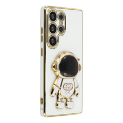 For Samsung Galaxy S25 Ultra Case Electroplating Soft TPU Phone Cover with Astronaut Hidden Kickstand