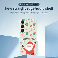 For Samsung Galaxy S25 Case Christmas Gifts Pattern Printing Straight Edge TPU Phone Back Cover