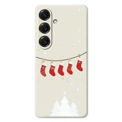 For Samsung Galaxy S25 Case Christmas Stockings Pattern Printing Straight Edge TPU Phone Back Cover
