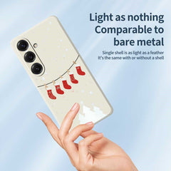 For Samsung Galaxy S25 Case Christmas Stockings Pattern Printing Straight Edge TPU Phone Back Cover