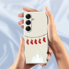For Samsung Galaxy S25 Case Christmas Stockings Pattern Printing Straight Edge TPU Phone Back Cover