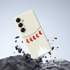 For Samsung Galaxy S25 Case Christmas Stockings Pattern Printing Straight Edge TPU Phone Back Cover