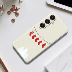 For Samsung Galaxy S25 Case Christmas Stockings Pattern Printing Straight Edge TPU Phone Back Cover