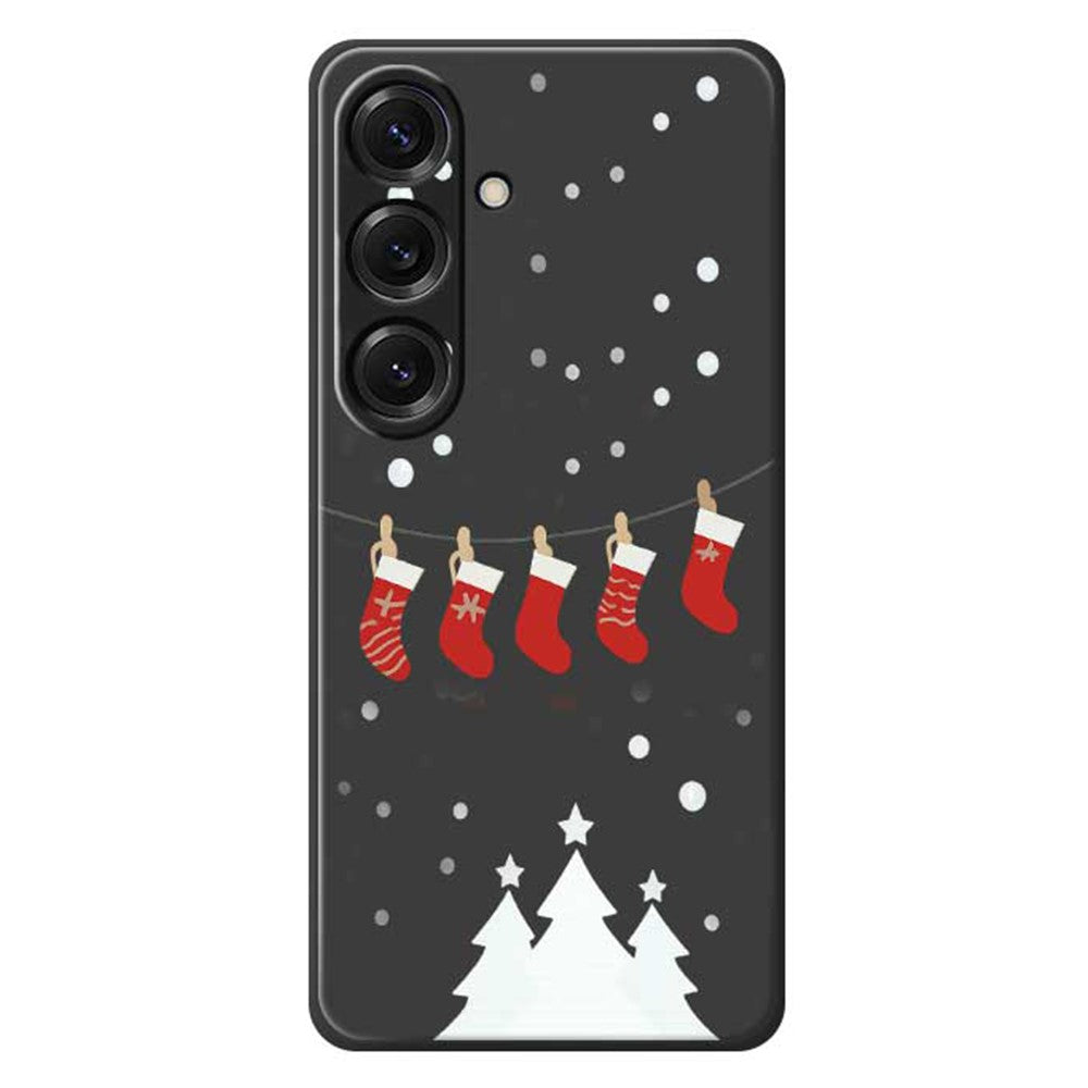 For Samsung Galaxy S25 Case Christmas Stockings Pattern Printing Straight Edge TPU Phone Back Cover