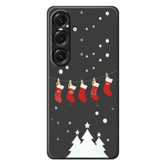 For Samsung Galaxy S25 Case Christmas Stockings Pattern Printing Straight Edge TPU Phone Back Cover