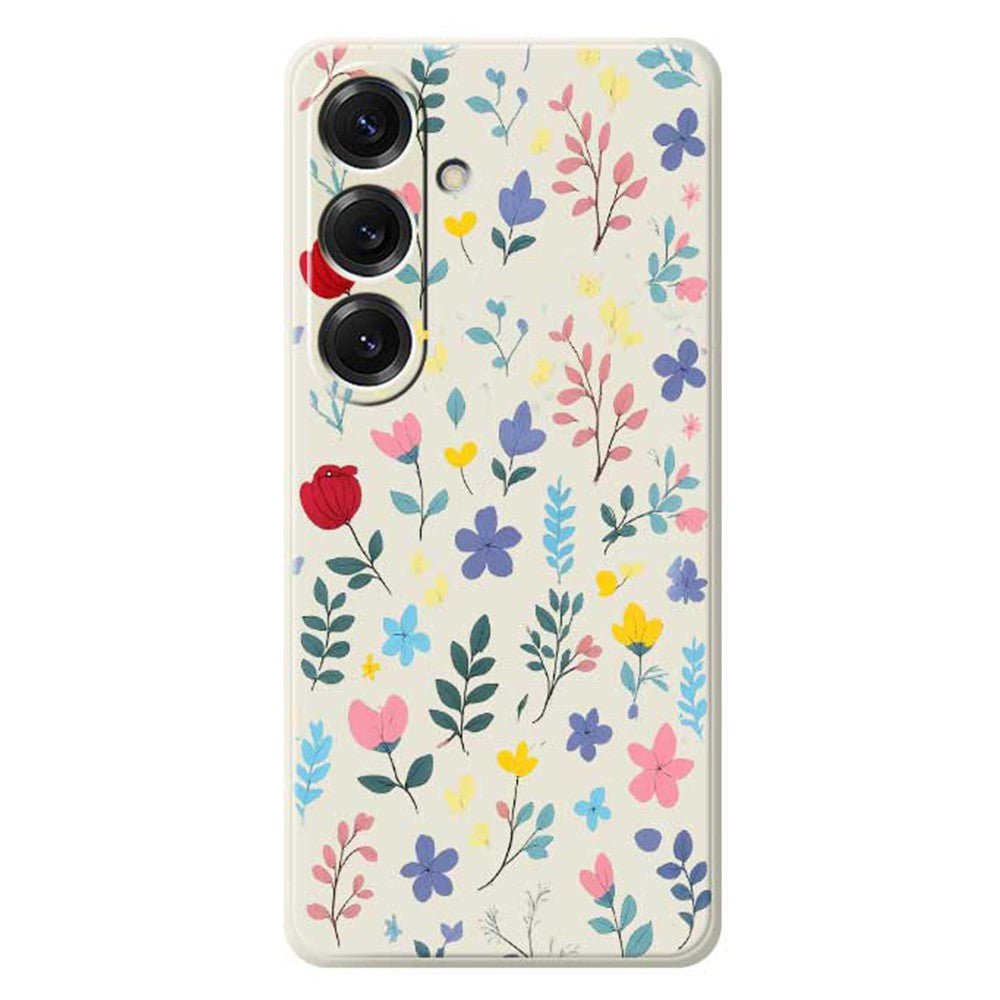 Für Samsung Galaxy S25 Hülle Bunte Blumenzweige Musterdruck Gerade Kante TPU Telefon Rückseite 