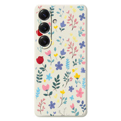 For Samsung Galaxy S25 Case Colorful Flower Branches Pattern Printing Straight Edge TPU Phone Back Cover