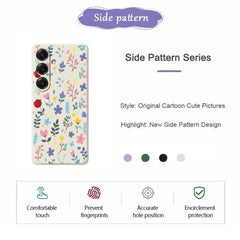 For Samsung Galaxy S25 Case Colorful Flower Branches Pattern Printing Straight Edge TPU Phone Back Cover