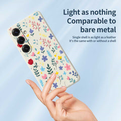 For Samsung Galaxy S25 Case Colorful Flower Branches Pattern Printing Straight Edge TPU Phone Back Cover