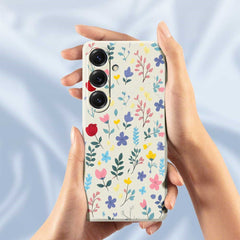 For Samsung Galaxy S25 Case Colorful Flower Branches Pattern Printing Straight Edge TPU Phone Back Cover