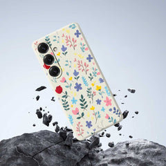 For Samsung Galaxy S25 Case Colorful Flower Branches Pattern Printing Straight Edge TPU Phone Back Cover