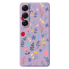 For Samsung Galaxy S25 Case Colorful Flower Branches Pattern Printing Straight Edge TPU Phone Back Cover