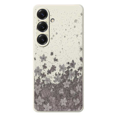 For Samsung Galaxy S25 Case Grey Flowers Pattern Printing Straight Edge TPU Phone Back Cover