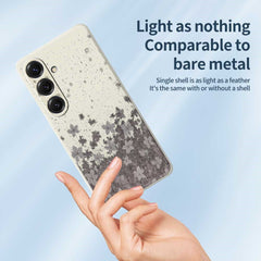 For Samsung Galaxy S25 Case Grey Flowers Pattern Printing Straight Edge TPU Phone Back Cover