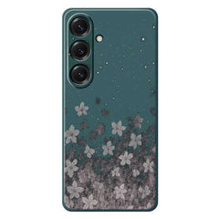 For Samsung Galaxy S25 Case Grey Flowers Pattern Printing Straight Edge TPU Phone Back Cover