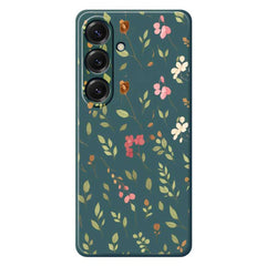 For Samsung Galaxy S25 Case Small Flower Leaves Pattern Printing Straight Edge TPU Phone Back Cover