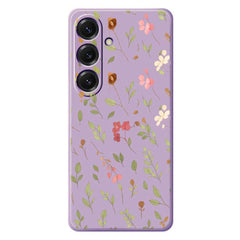 For Samsung Galaxy S25 Case Small Flower Leaves Pattern Printing Straight Edge TPU Phone Back Cover
