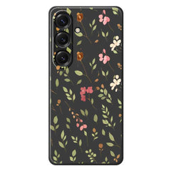 For Samsung Galaxy S25 Case Small Flower Leaves Pattern Printing Straight Edge TPU Phone Back Cover