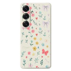 For Samsung Galaxy S25 Case Floral Bow Pattern Printing Straight Edge TPU Phone Back Cover