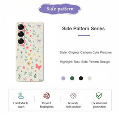 For Samsung Galaxy S25 Case Floral Bow Pattern Printing Straight Edge TPU Phone Back Cover