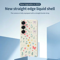 For Samsung Galaxy S25 Case Floral Bow Pattern Printing Straight Edge TPU Phone Back Cover