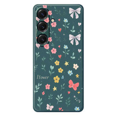 For Samsung Galaxy S25 Case Floral Bow Pattern Printing Straight Edge TPU Phone Back Cover