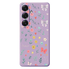 For Samsung Galaxy S25 Case Floral Bow Pattern Printing Straight Edge TPU Phone Back Cover