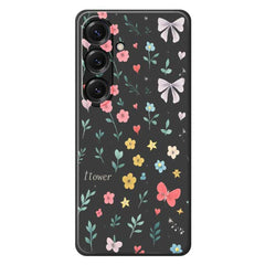 For Samsung Galaxy S25 Case Floral Bow Pattern Printing Straight Edge TPU Phone Back Cover