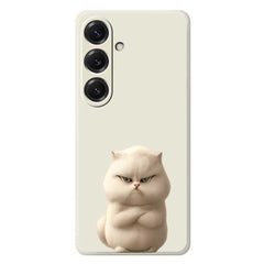 For Samsung Galaxy S25 Case Angry Cat Pattern Printing Straight Edge TPU Phone Back Cover