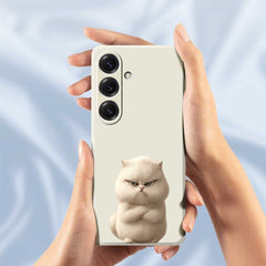 For Samsung Galaxy S25 Case Angry Cat Pattern Printing Straight Edge TPU Phone Back Cover