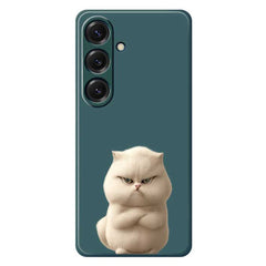 For Samsung Galaxy S25 Case Angry Cat Pattern Printing Straight Edge TPU Phone Back Cover