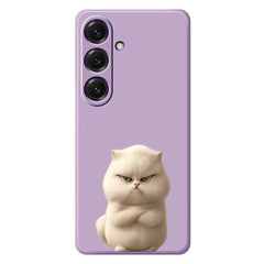 For Samsung Galaxy S25 Case Angry Cat Pattern Printing Straight Edge TPU Phone Back Cover