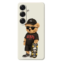 For Samsung Galaxy S25 Case Cool Bear Pattern Printing Straight Edge TPU Phone Back Cover