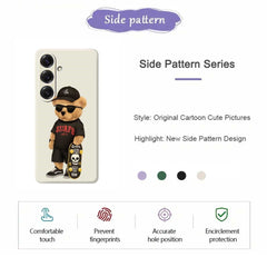 For Samsung Galaxy S25 Case Cool Bear Pattern Printing Straight Edge TPU Phone Back Cover