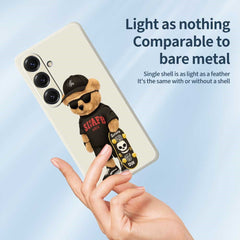 For Samsung Galaxy S25 Case Cool Bear Pattern Printing Straight Edge TPU Phone Back Cover