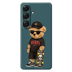 For Samsung Galaxy S25 Case Cool Bear Pattern Printing Straight Edge TPU Phone Back Cover