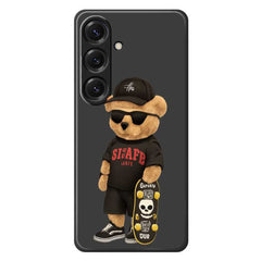 For Samsung Galaxy S25 Case Cool Bear Pattern Printing Straight Edge TPU Phone Back Cover