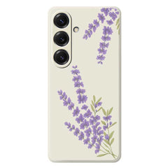 For Samsung Galaxy S25 Case Lavender Pattern Printing Straight Edge TPU Phone Back Cover