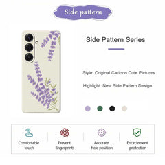 For Samsung Galaxy S25 Case Lavender Pattern Printing Straight Edge TPU Phone Back Cover