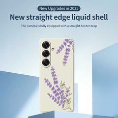 For Samsung Galaxy S25 Case Lavender Pattern Printing Straight Edge TPU Phone Back Cover
