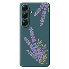 For Samsung Galaxy S25 Case Lavender Pattern Printing Straight Edge TPU Phone Back Cover