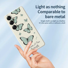 For Samsung Galaxy S25 Case Green Butterfly Pattern Printing Straight Edge TPU Phone Back Cover