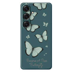 For Samsung Galaxy S25 Case Green Butterfly Pattern Printing Straight Edge TPU Phone Back Cover