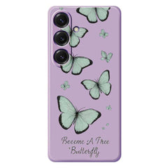 For Samsung Galaxy S25 Case Green Butterfly Pattern Printing Straight Edge TPU Phone Back Cover