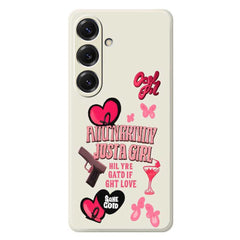 For Samsung Galaxy S25 Case Pink Elements Pattern Printing Straight Edge TPU Phone Back Cover