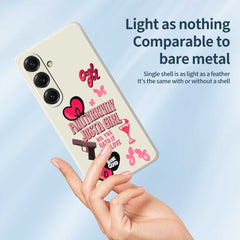 For Samsung Galaxy S25 Case Pink Elements Pattern Printing Straight Edge TPU Phone Back Cover
