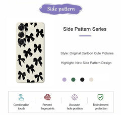 For Samsung Galaxy S25 Case Black Bow Pattern Printing Straight Edge TPU Phone Back Cover