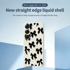 For Samsung Galaxy S25 Case Black Bow Pattern Printing Straight Edge TPU Phone Back Cover